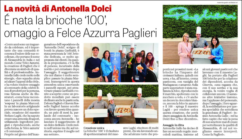 Articolo su Maison Antonella e la brioche 100 in onore ai 100 anni della profumazione Felce Azzurra